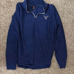 Blue Quarter-Zip Pullover with Logo